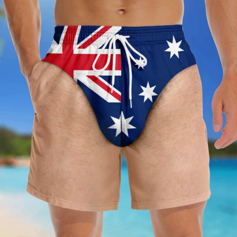 Australia swim trunks, light skin tone